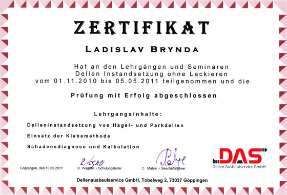 LB Automobile Certifikát DAS